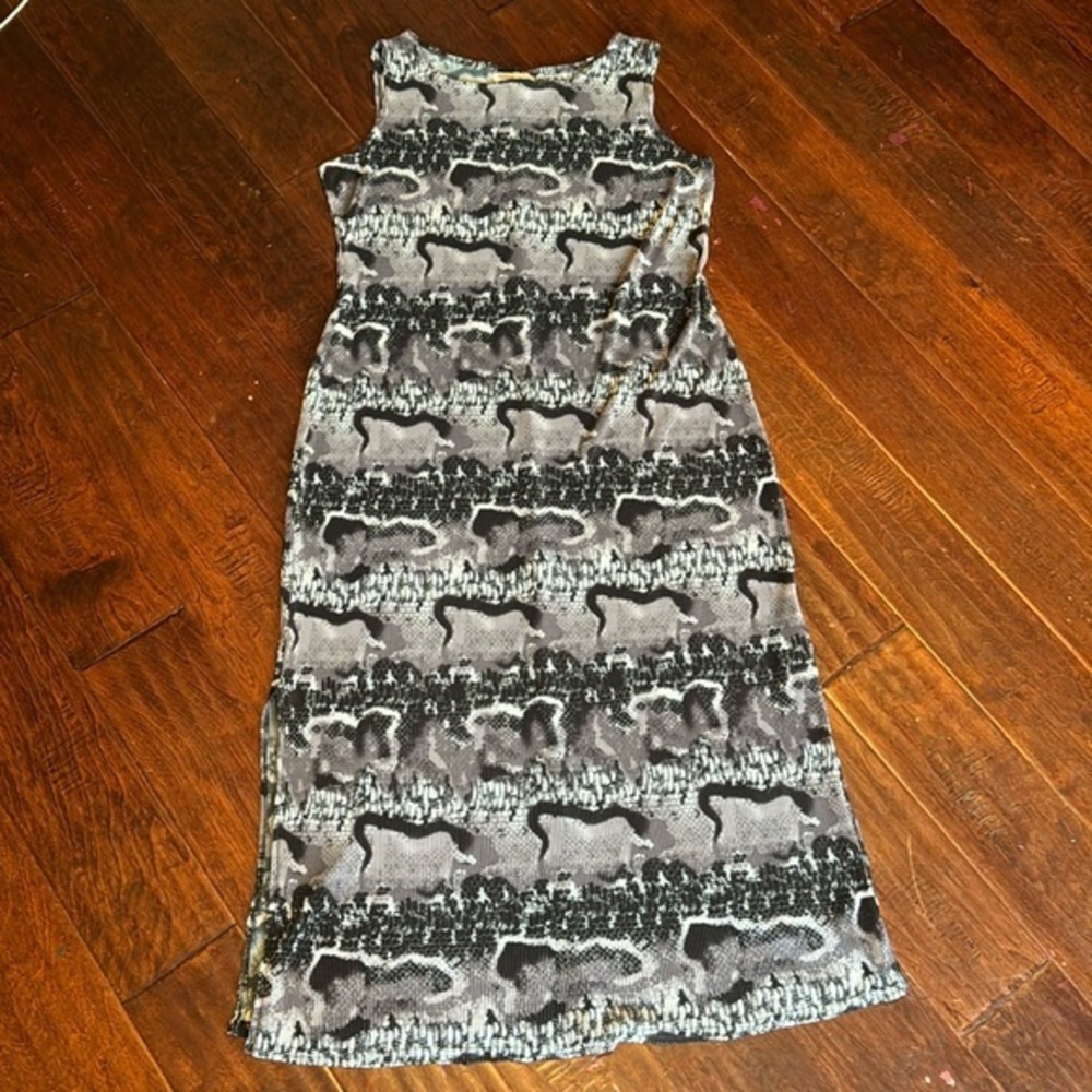 Always Caroline maxi dress abstract animal print dress two slots sleeveless xl